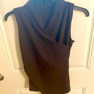 LAUREN RALPH LAUREN Sz XS Womens Wrap Asymmetrical Brown Blouse Sleeveless